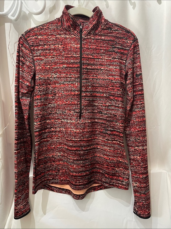 Nike Tops - Nike Women’s Red Multi-Stripe Zip-Up Performance Sweater
